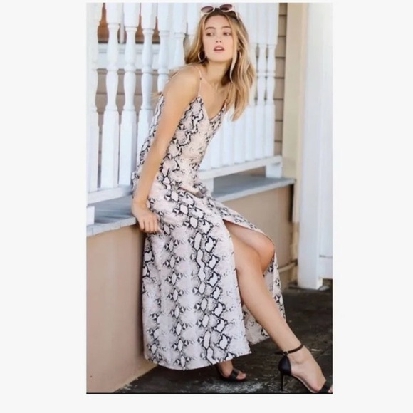 L'AGENCE Romee Silk Maxi Dress - Pink Snake (17) - Picture 3 of 9